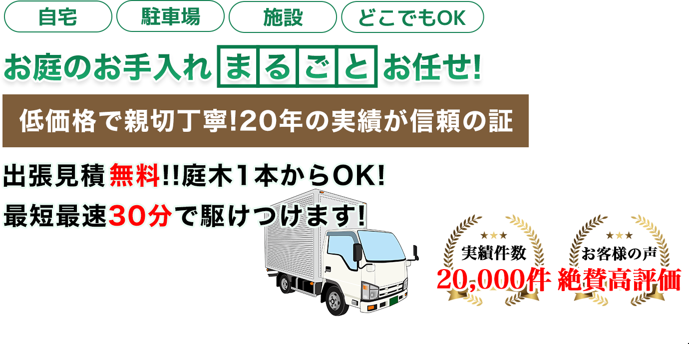 お庭のお手入れ 町の伐採屋さん さいたま店へまるごとお任せ！低価格で親切丁寧！20年の実績が信頼の証